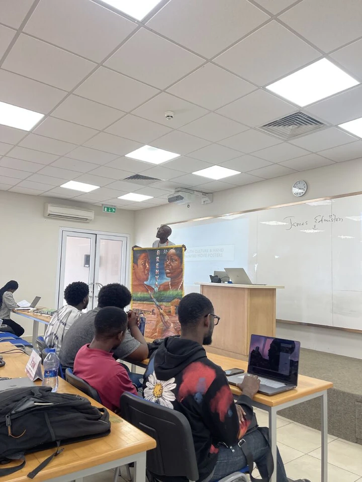Lecture on hand-painted movie posters in my Ghanaian Popular Culture course.